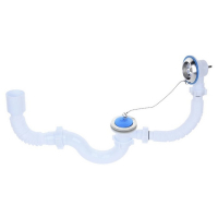 Комплект для ванны "АНИ Пласт" E155: сифон с выпуском, переливом 1 1/2", гибкая труба Комплект для ванны "АНИ Пласт" E155: сифон с выпуском, переливом 1 1/2", гибкая труба