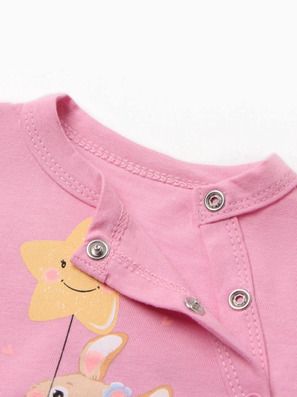 Боди детское с длинным рукавом "Зайка", цвет розовый, рост 62