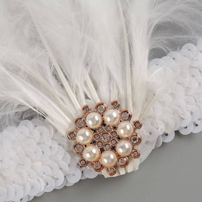 Повязка на голову с пером, цвет белый Повязка на голову с пером, цвет белый
