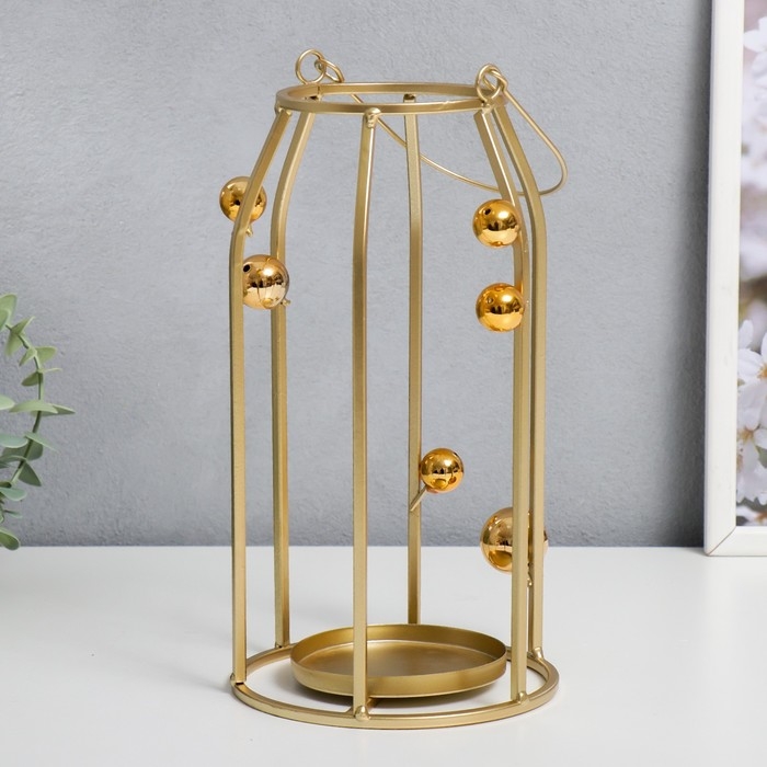 Подсвечник металл Подсвечник металл "Золотые шарики" золото 14х14х26 см