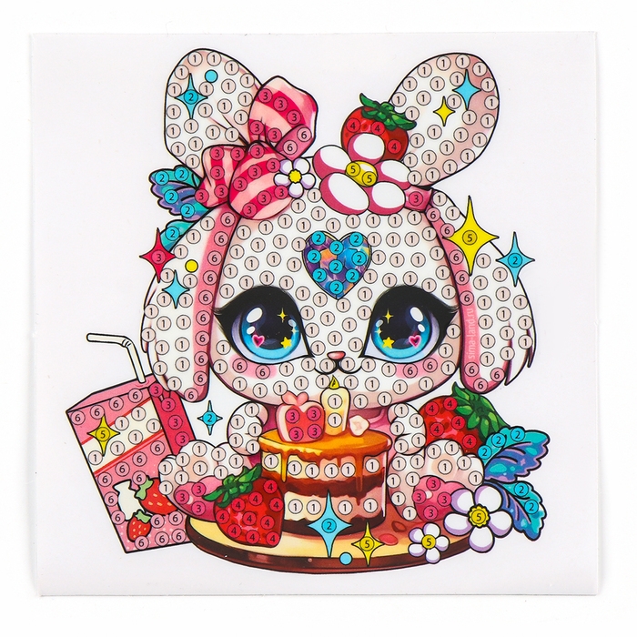 Алмазная мозаика наклейка для детей &laquo;Милый Зайка&raquo;, 9 х 9 см, набор для творчества