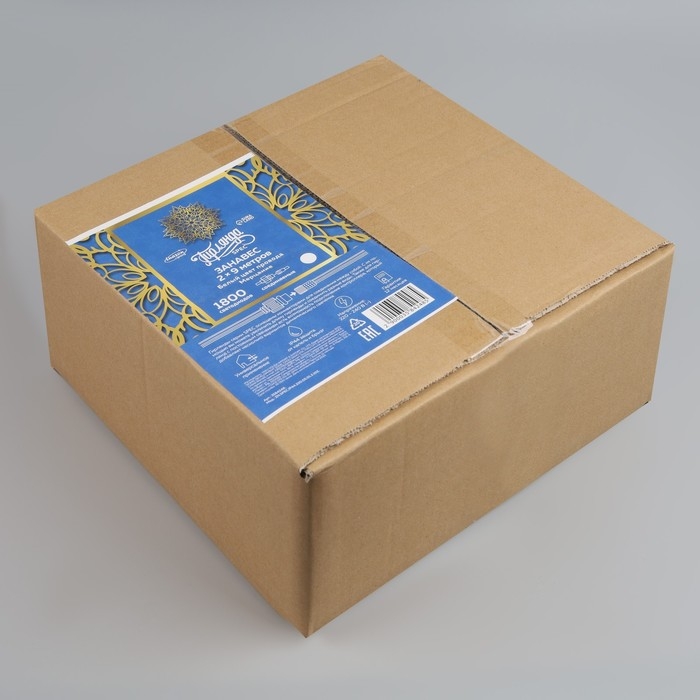 Гирлянда «Занавес» 2 × 9 м, IP44, УМС, белая нить, 1800 LED, свечение белое, мерцание, 220 В Гирлянда «Занавес» 2 × 9 м, IP44, УМС, белая нить, 1800 LED, свечение белое, мерцание, 220 В