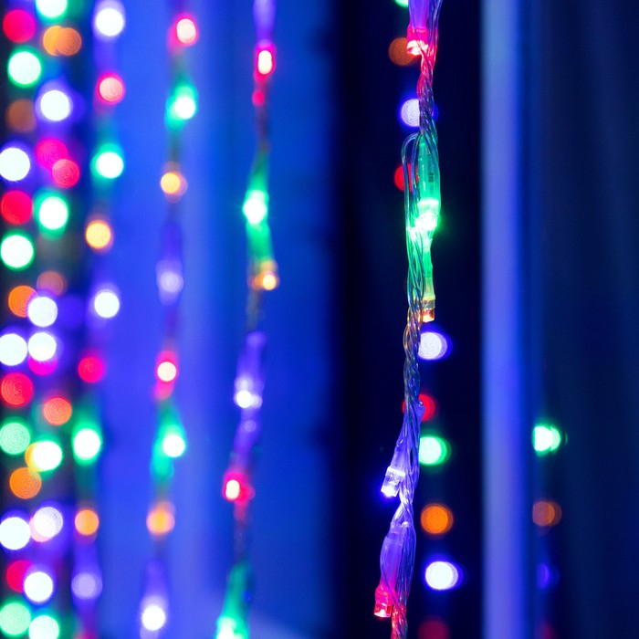 Гирлянда &laquo;Водопад&raquo; 2 &times; 3 м, IP44, прозрачная нить, 800 LED, свечение мульти, 8 режимов, 220 В