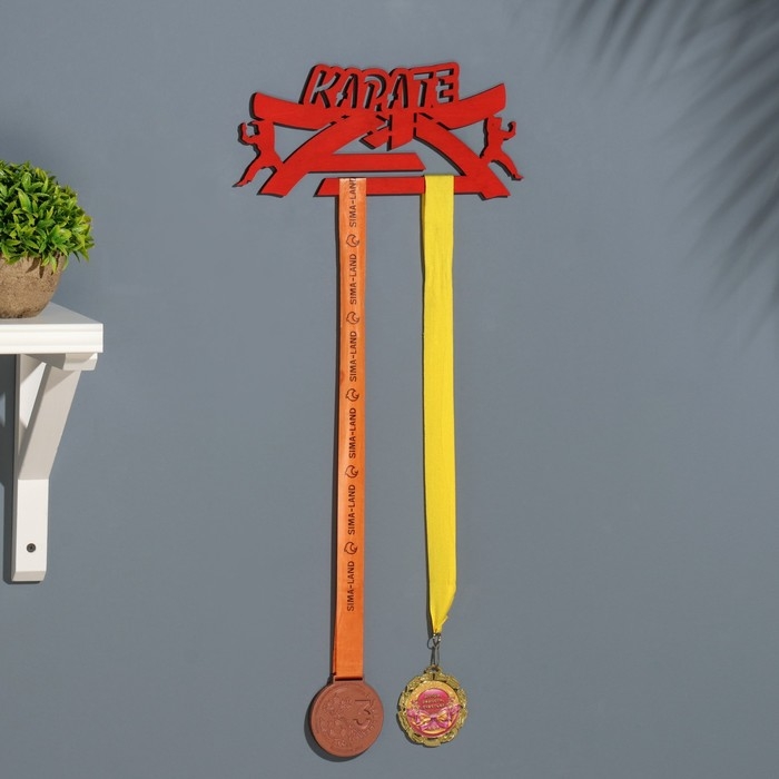 Медальница Медальница "Карате" красный цвет, 28х12 см