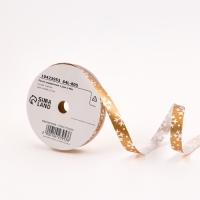 Новый год. Лента для декора и подарков новогодняя "Снежинки", 1,2см х 45м, золотая. Новый год. Лента для декора и подарков новогодняя "Снежинки", 1,2см х 45м, золотая.