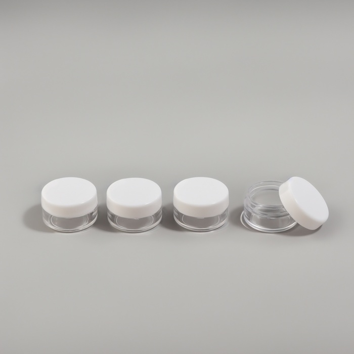 Баночки для хранения, 5 мл, d = 2,8 см, набор - 4 шт, цвет белый/прозрачный