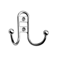 Крючок мебельный ТУНДРА TKD016, двухрожковый, хром Крючок мебельный ТУНДРА TKD016, двухрожковый, хром