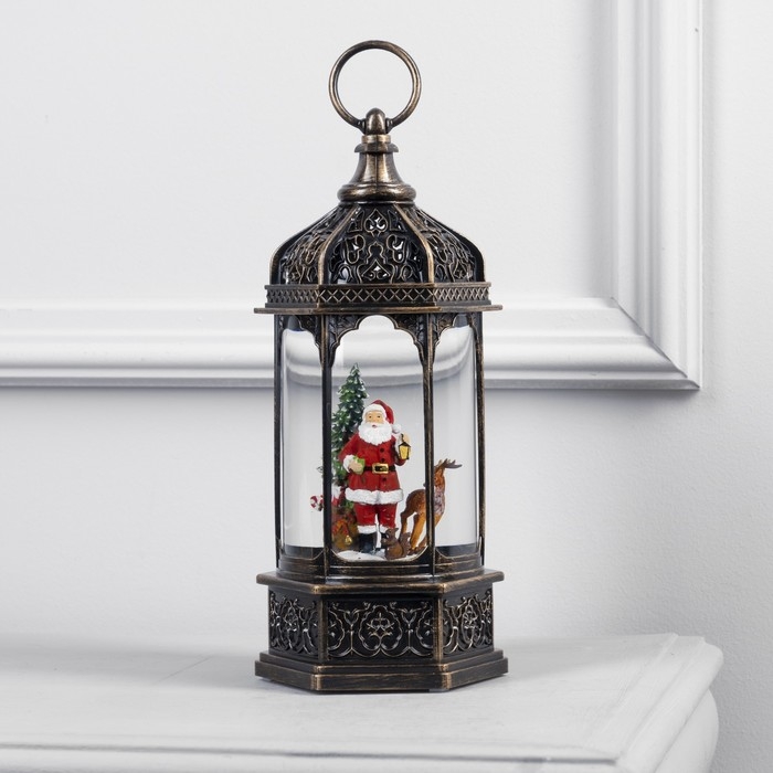 Светодиодная фигура &laquo;Фонарь с Дедом Морозом&raquo; 13 &times; 28.5 &times; 12 см, пластик, батарейки ААх3 (не в комплекте), USB, свечение тёплое белое