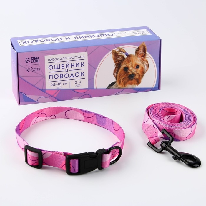 Набор &laquo;Нежность&raquo;, застёжка - фастекс, поводок 2 м и ошейник 28-46 см