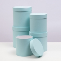 Набор круглых коробок 5 в 1 "Краски" ,бирюзовый, 25 х 25 х 25 - 19 х 19 х 19 см