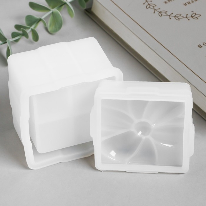 Молд силикон "Шкатулка - бантик прямоугольная" с крышкой 7,7х7,6х6,6 см