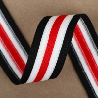 Тесьма трикотажная лампас 25 мм, 9,1 ± 0,5 м, цвет белый/чёрный/красный Тесьма трикотажная лампас 25 мм, 9,1 ± 0,5 м, цвет белый/чёрный/красный