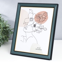 Фоторамка пластик 20х25 см "Дуб синий" внутренняя золотая обводка 28,5х23,5 см