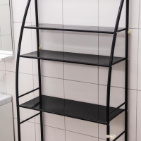 Стеллаж над стиральной машинкой со штангой для сушки, 66&times;25&times;175 см, цвет чёрный