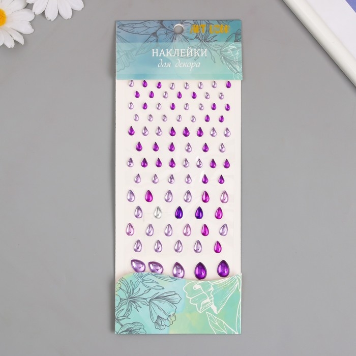 Наклейка пластик стразы Наклейка пластик стразы "Капельки разных размеров" МИКС 9х16,5 см