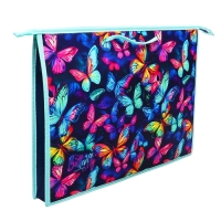 Папка для чертежей и рисунков A3, 470 х 345 х 50 мм, с ручками, пластик/текстиль, молния сверху, ПР 3 -20 "Неон бабочки" 72689 Папка для чертежей и рисунков A3, 470 х 345 х 50 мм, с ручками, пластик/текстиль, молния сверху, ПР 3 -20 "Неон бабочки" 72689