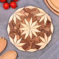 Подставка под горячее "Мозаика", 20 см, микс дерева, можжевельник Подставка под горячее "Мозаика", 20 см, микс дерева, можжевельник