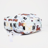 Рюкзак школьный на молнии из текстиля, наружный карман, цвет белый/чёрный Рюкзак школьный на молнии из текстиля, наружный карман, цвет белый/чёрный