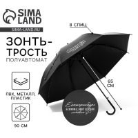 Зонт-трость полуавтомат &laquo;Екатеринбург&raquo;, цвет черный, 8 спиц, R = 45 см