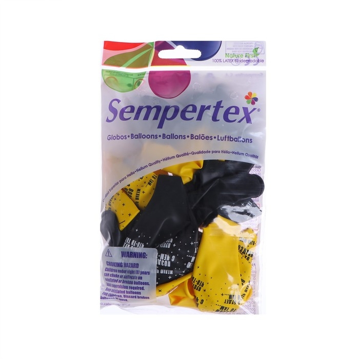 Воздушный шар латексный 12" &laquo;Что-то там...&raquo;, пастель, цвет черный, жёлтый, 15 шт.