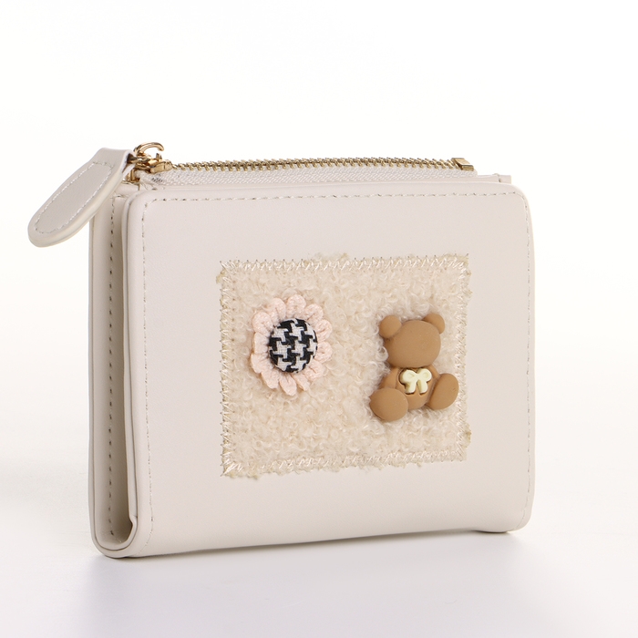 Кошелёк женский на кнопке, цвет бежевый Кошелёк женский на кнопке, цвет бежевый