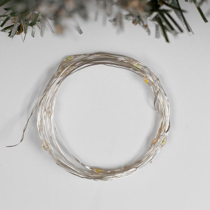 Гирлянда &laquo;Нить&raquo; 2 м роса, IP20, серебристая нить, 20 LED, свечение мульти, USB