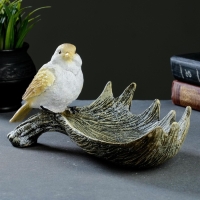 Конфетница "Лосиный рог с птичкой" акрил 28х15х14см