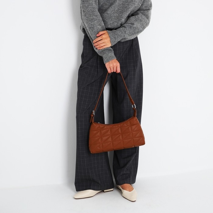 Сумка-багет на молнии, цвет коричневый