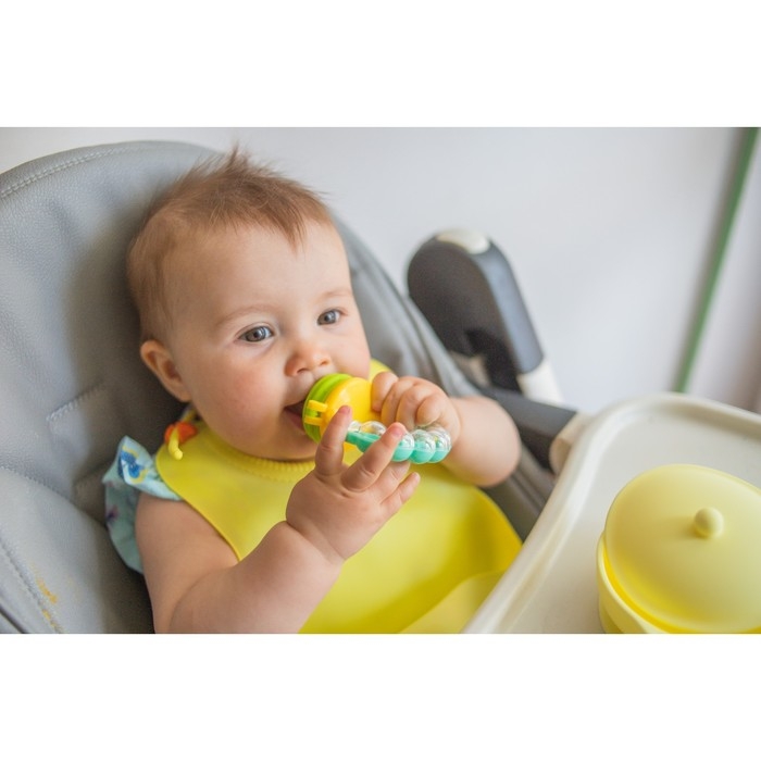 Ниблер для прикорма, с силиконовой сеточкой, ручка-погремушка, цвет зеленый Ниблер для прикорма, с силиконовой сеточкой, ручка-погремушка, цвет зеленый