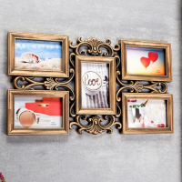 Фоторамка пластик на 5 фото 10х15 см "Узорная" тёмное золото 30,5х53 см Фоторамка пластик на 5 фото 10х15 см "Узорная" тёмное золото 30,5х53 см