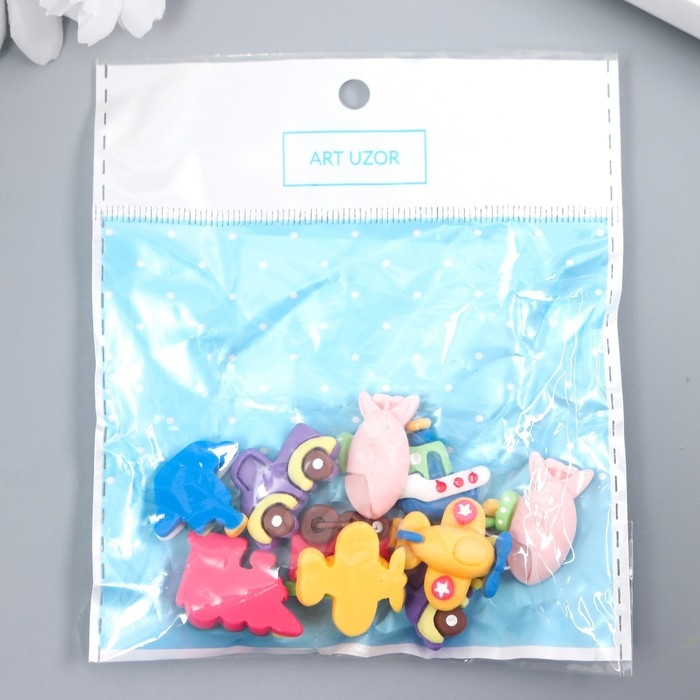 Декор для творчества пластик Декор для творчества пластик "Транспорт" набор 10 шт МИКС 1,7х2,1х0,7 см