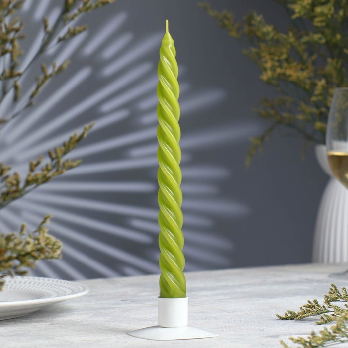 Свеча витая, 2,3х 24,5 см, 5 ч, 50 г, оливковая Свеча витая, 2,3х 24,5 см, 5 ч, 50 г, оливковая
