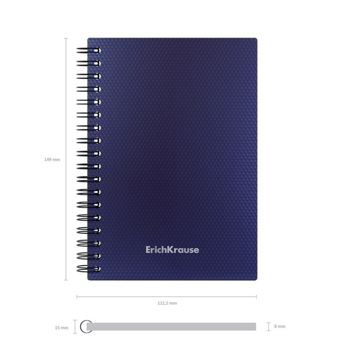 Тетрадь А6 на спирали, 80 листов в клетку, ErichKrause Total Blue, пластиковая обложка, блок офсет 100% белизна, синяя