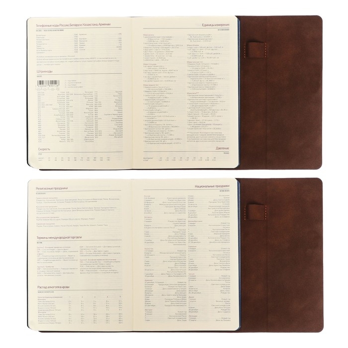 Ежедневник недатированный А5, 136 листов Waltz, твёрдая обложка, искусственная кожа, магнитный клапан, синий срез, блок 70 г/м2, синий