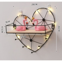 Вешалка настенная с полкой "Сердце", с подсветкой, 5 крючков, черная