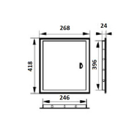 Люк ревизионный ERA Л2540Р, 268 х 418 мм, с ручкой и фланцем 246 х 396 мм, пластиковый