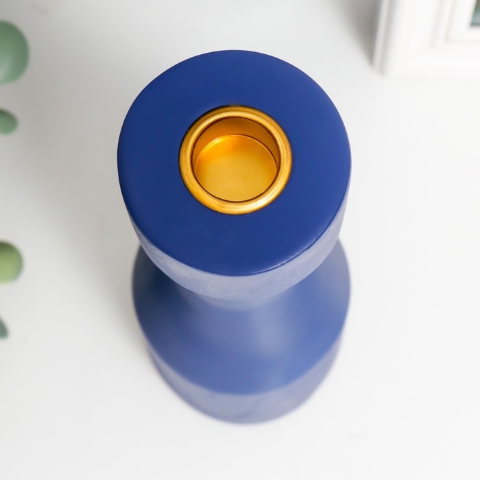 Подсвечник полистоун Подсвечник полистоун "Берген" синий фиолет 26х7,5х7,5 см