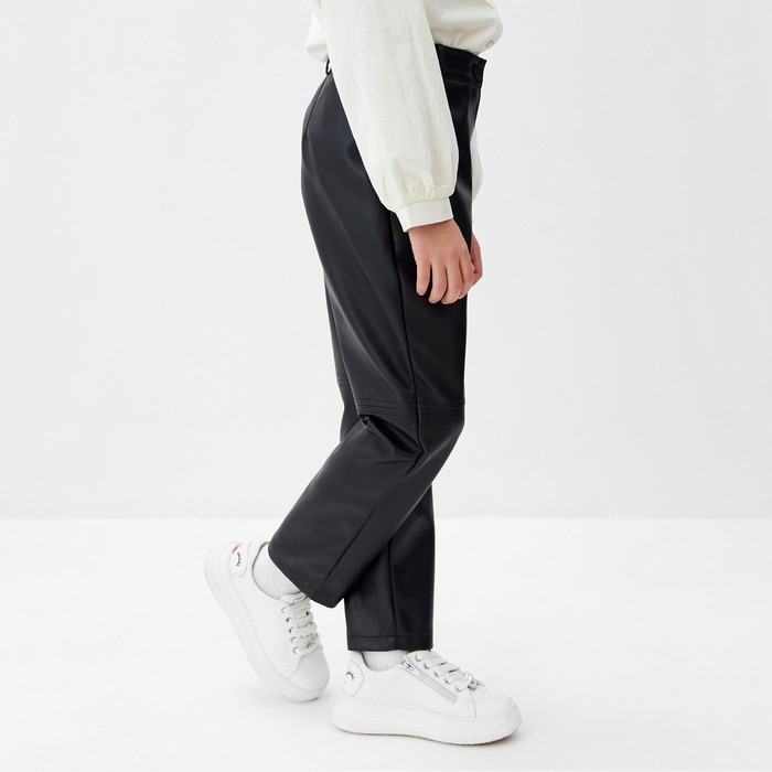 Брюки для девочки кожаные MINAKU, цвет чёрный, рост 146 см