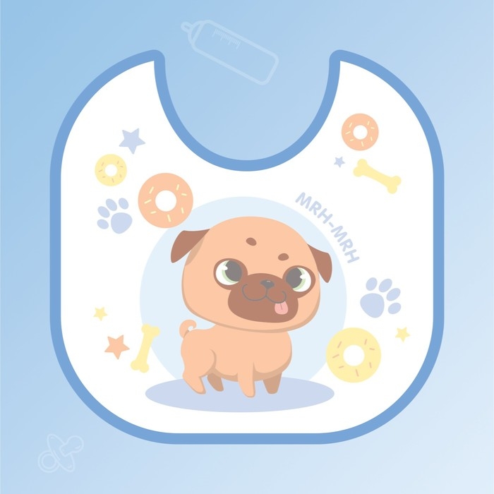 Нагрудник для кормления «ТРЕНД. Мопс» непромокаемый на завязках Нагрудник для кормления «ТРЕНД. Мопс» непромокаемый на завязках