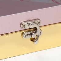 Шкатулка дерево "Счастье внутри. Розовый мрамор" кожзам глянец 5,5х24х17 см