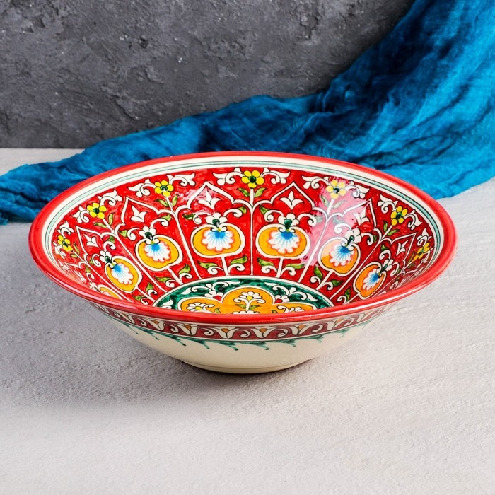 Супница Риштанская Керамика Супница Риштанская Керамика "Узоры", 28 см, красная