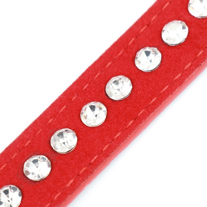Ошейник Ошейник "Бархат и стразы", 31 х 1,3/2 см, ОШ 22-28 см, красный