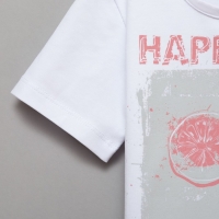 Футболка детская MINAKU "Happines" цвет белый, рост 134