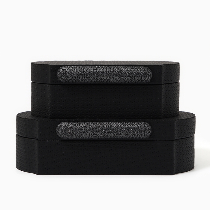 Шкатулка для украшений «Чёрный узор» экокожа, набор 2 шт. Шкатулка для украшений «Чёрный узор» экокожа, набор 2 шт.