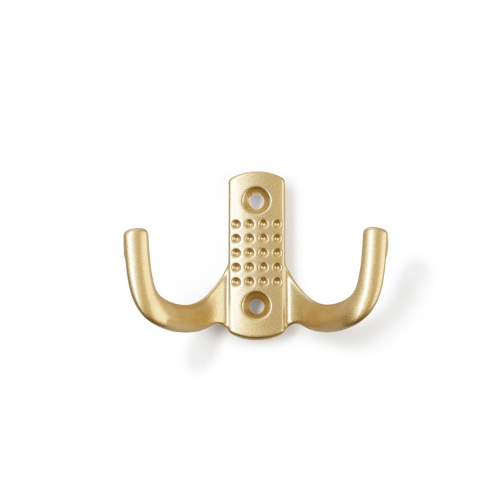 Крючок мебельный ТУНДРА TKD011SG, двухрожковый, цвет матовое золото Крючок мебельный ТУНДРА TKD011SG, двухрожковый, цвет матовое золото