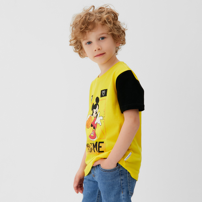Футболка детская Mickey Микки Мауc, рост 98-104, жёлтый