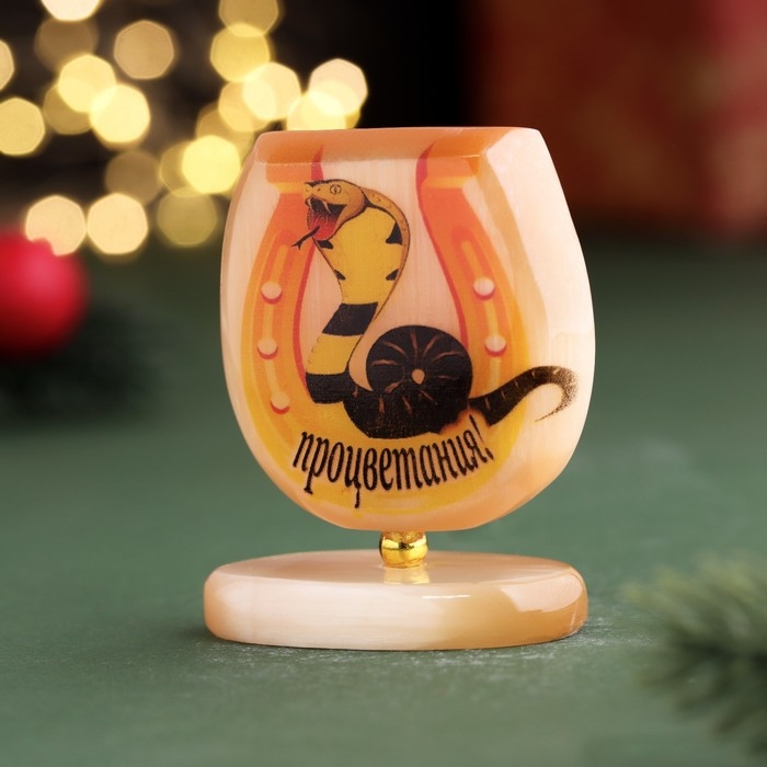 Сувенир символ года Сувенир символ года "Процветания! 2025", подкова на подставке, селенит, 2,7х4,5х6 см 1058