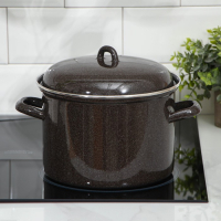 Кастрюля эмалированная, 4,5 л, без деколи, индукция, цвет коричневый