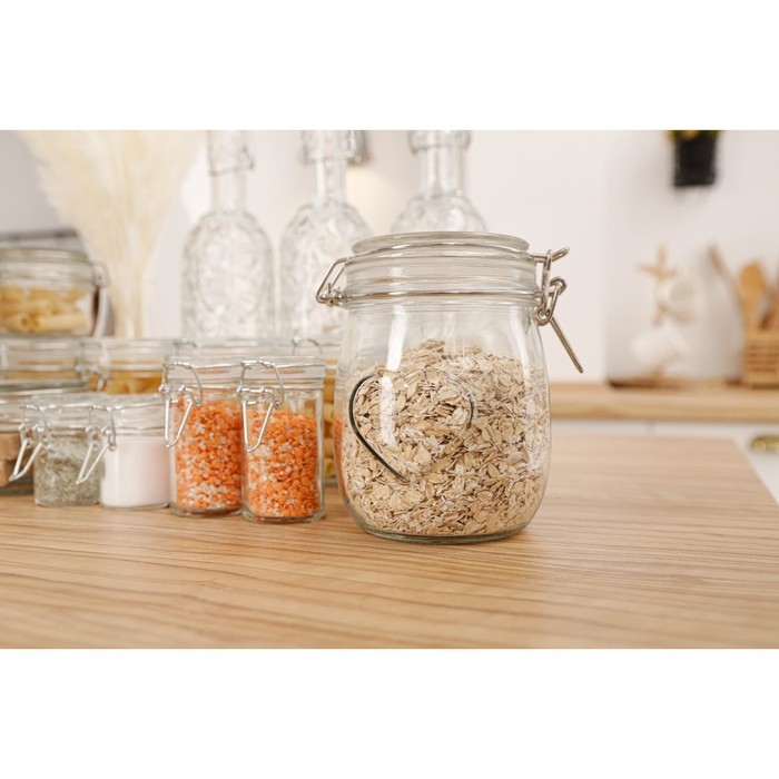 Банка стеклянная для хранения сыпучих продуктов Доляна &laquo;Сердце&raquo;, 850 мл, 11&times;14 см, с бугельным замком