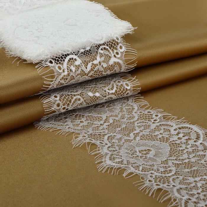 Кружево реснички, 100 мм &times; 9 &plusmn; 0,5 м, в бобине 3 шт по 3 м, цвет белый